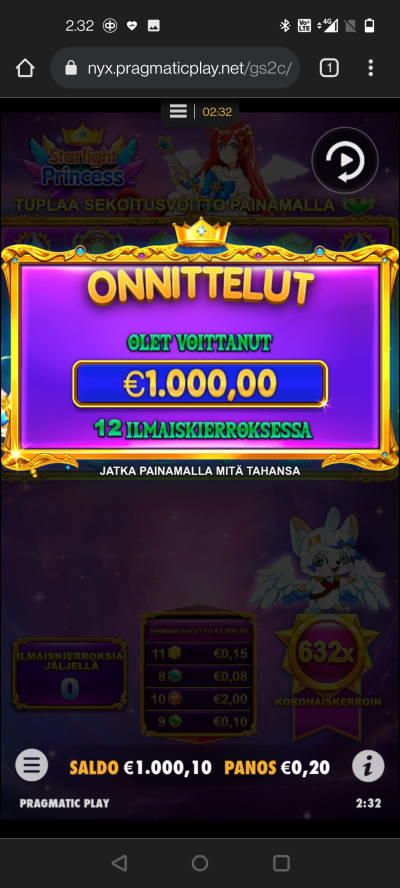 Starlight Princess Casino win picture by HuuZ 2.11.2021 1000e 5000X