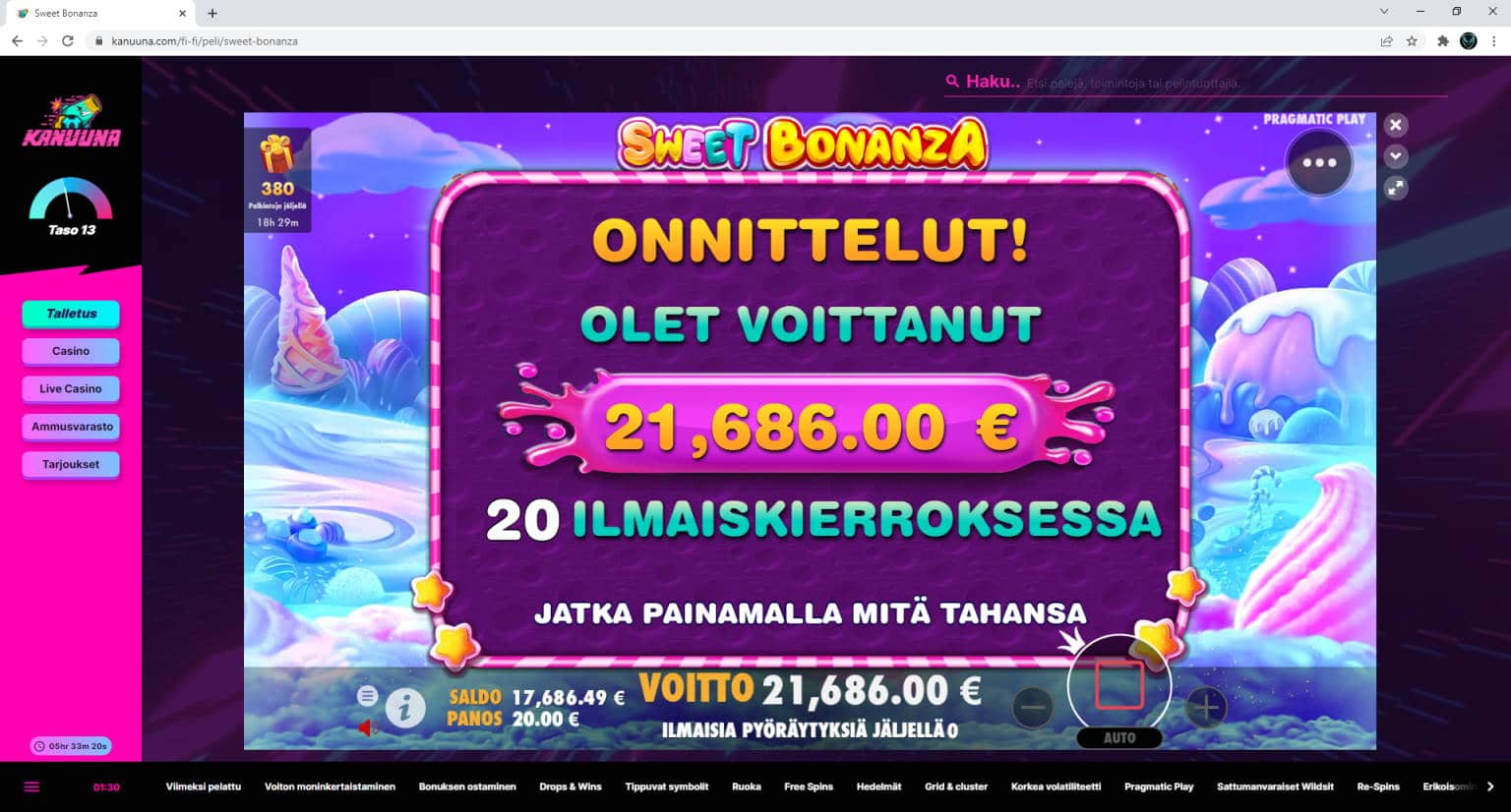 Sweet Bonanza Casino win picture by tensari 12.2.2022 21686e 1084X Kanuuna