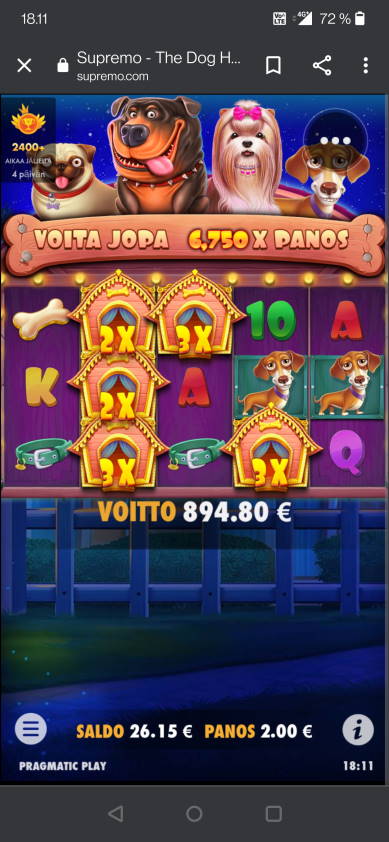 The Dog House Casino win picture by jelemeri 9.10.2021 894.80e 447X Supermo