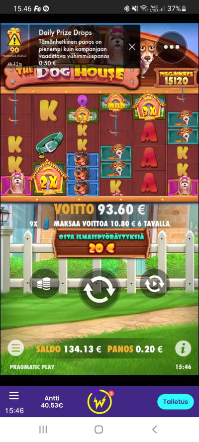 The Dog House Megaways Casino win picture by dj_niemi 24.2.2022 93.60e 468X Wildz