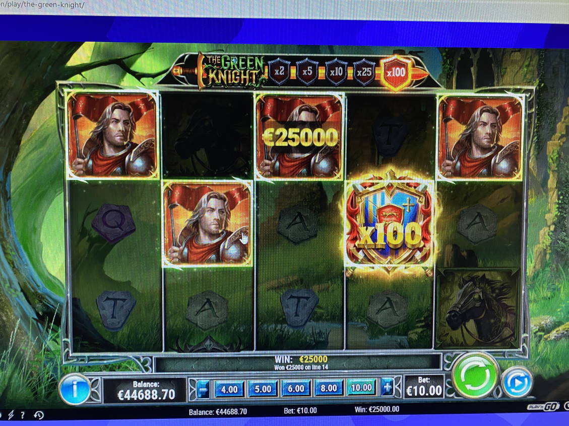 The Green Knight Casino win picture by Jarttu84 10.11.2021 25000e 2500X Wildz