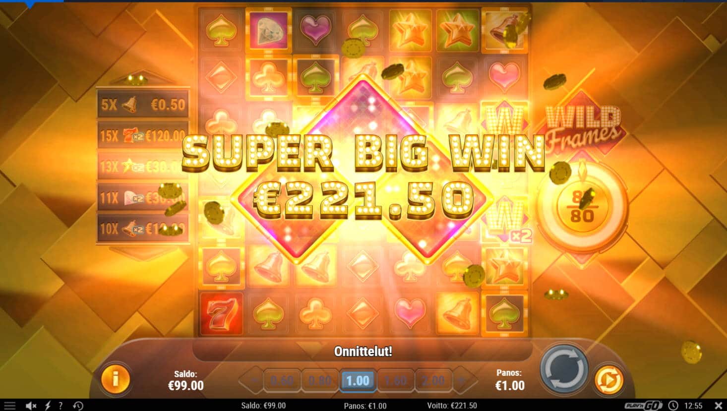 Wild Frames Casino win picture by MlGU 5.11.2021 221.50e 222X