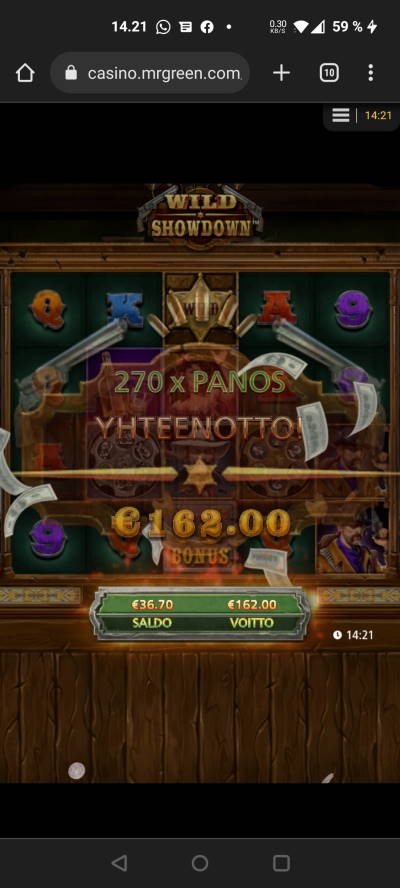Wild Showdown Casino win picture by Jepuliz7 4.8.2022 162e 270X MrGreen