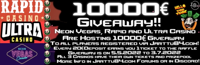 Jarttu84 10000€ giveaway at Rapid casino Ultra Casino Neonvegas