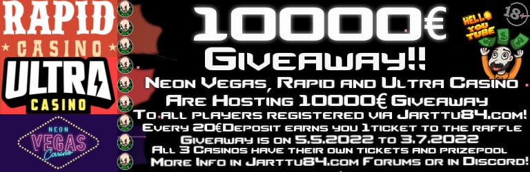 10000€ Giveaway at Rapid Casino, Neon Vegas and Ultra Casino!