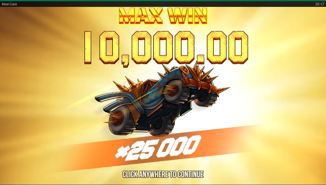 Mad Cars Casino win picture by Tume 10000€ 25000x 29.8.2022