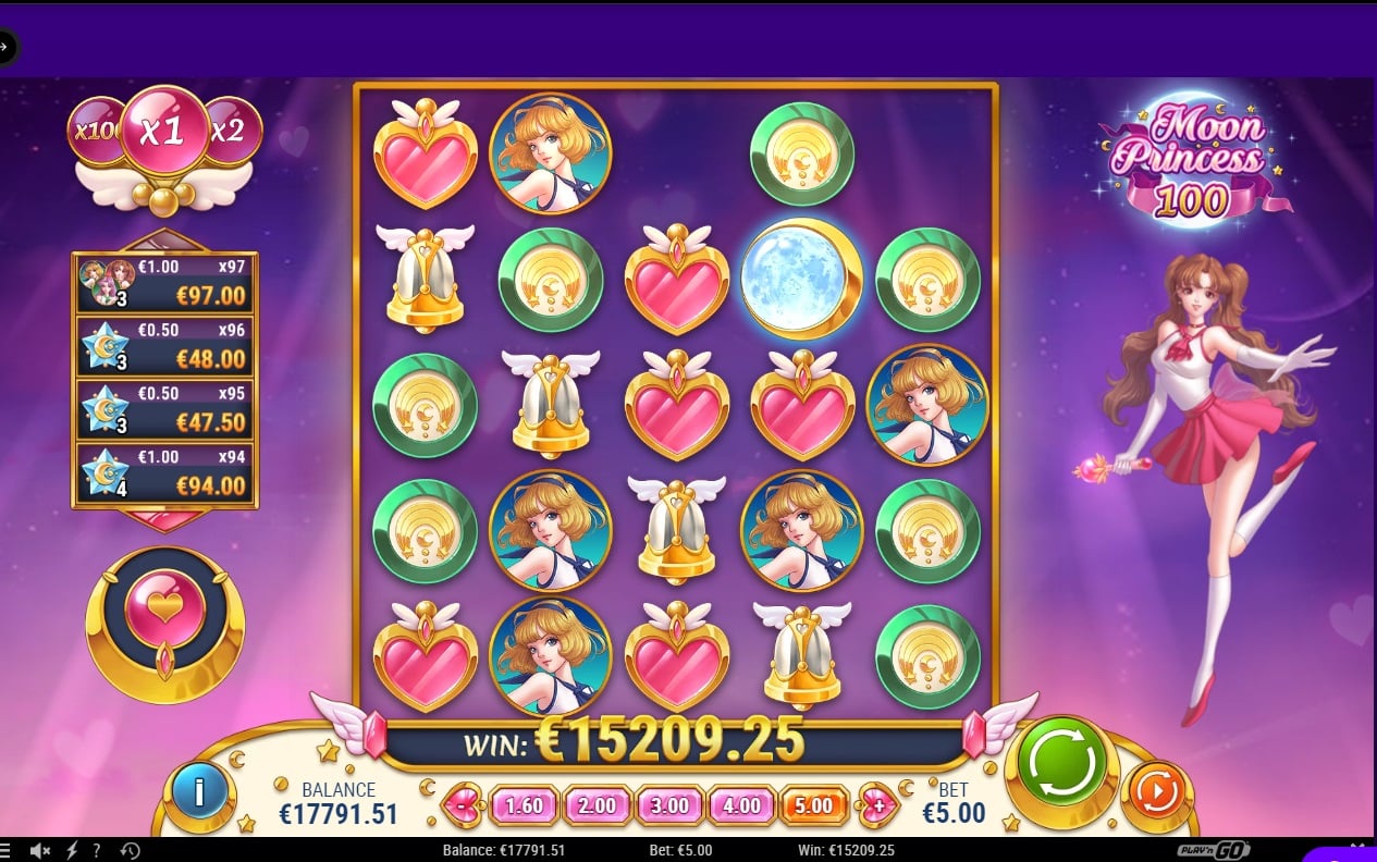Moon Princess 100 Casino win picture by Tume 15209.25€ 3041.9x 30.8.2022