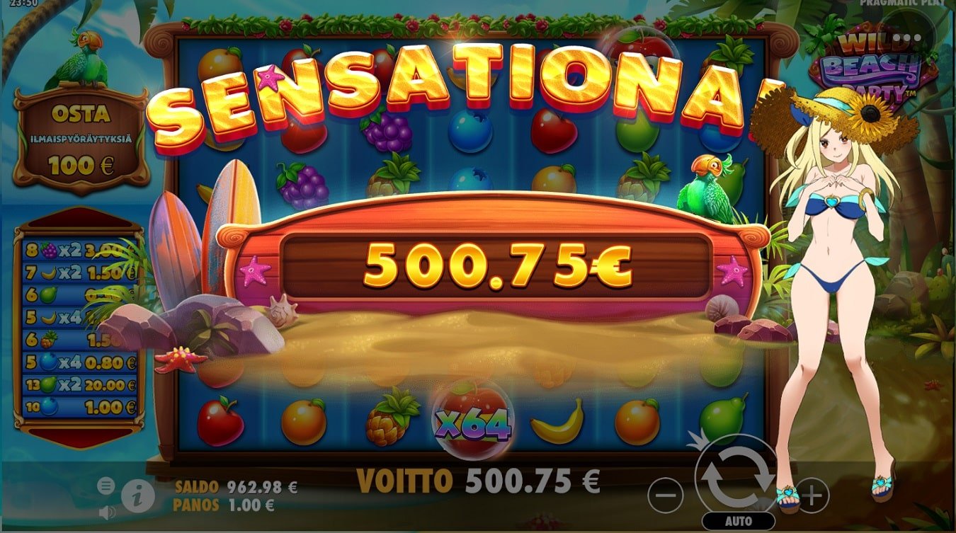 Wild Beach Party Casino win picture by Kari Grandi 500.75€ 500.75x 29.8.2022