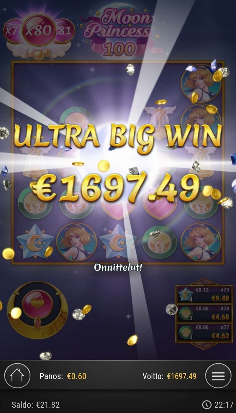 Moon Princess 100 Casino win picture by R i k u 1697.49€ 2829.2x 9.9.2022