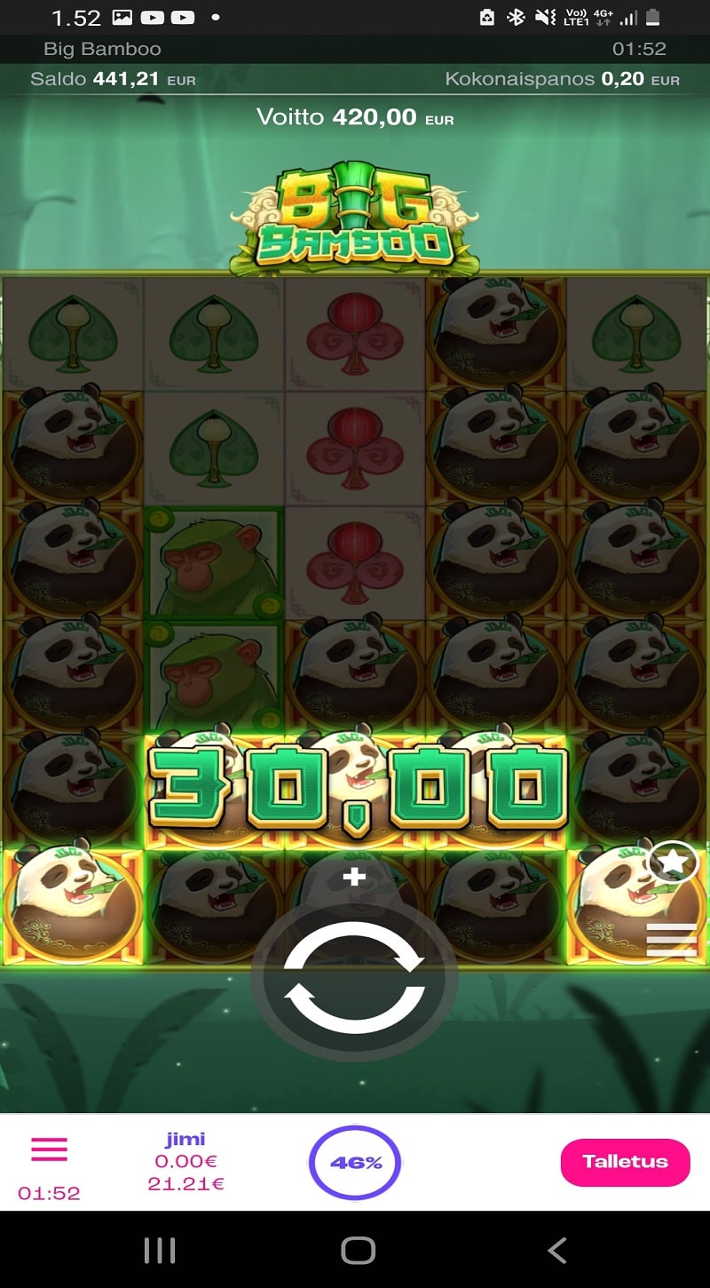 Big Bamboo Casino win picture by obelix 420€ 2100x 4.11.2022 Spinz