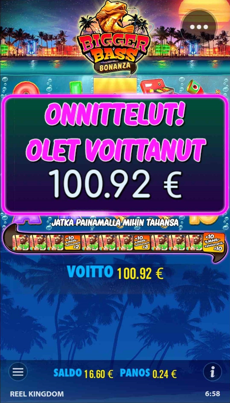 Bigger Bass Bonanza casino win picture by DjNiemi 100.92€ 420.5x 27.10.2022