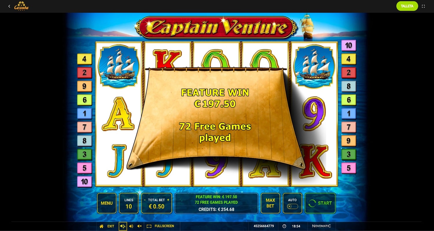 Captain Venture casino win picture by Jonkki 197.5€ 395x 19.10.2022 Casimba