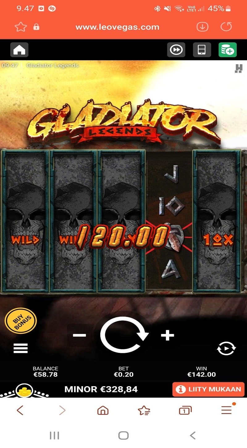 Gladiator Legends casino win picture by Pasi 142€ 710x 12.11.2022 Leovegas