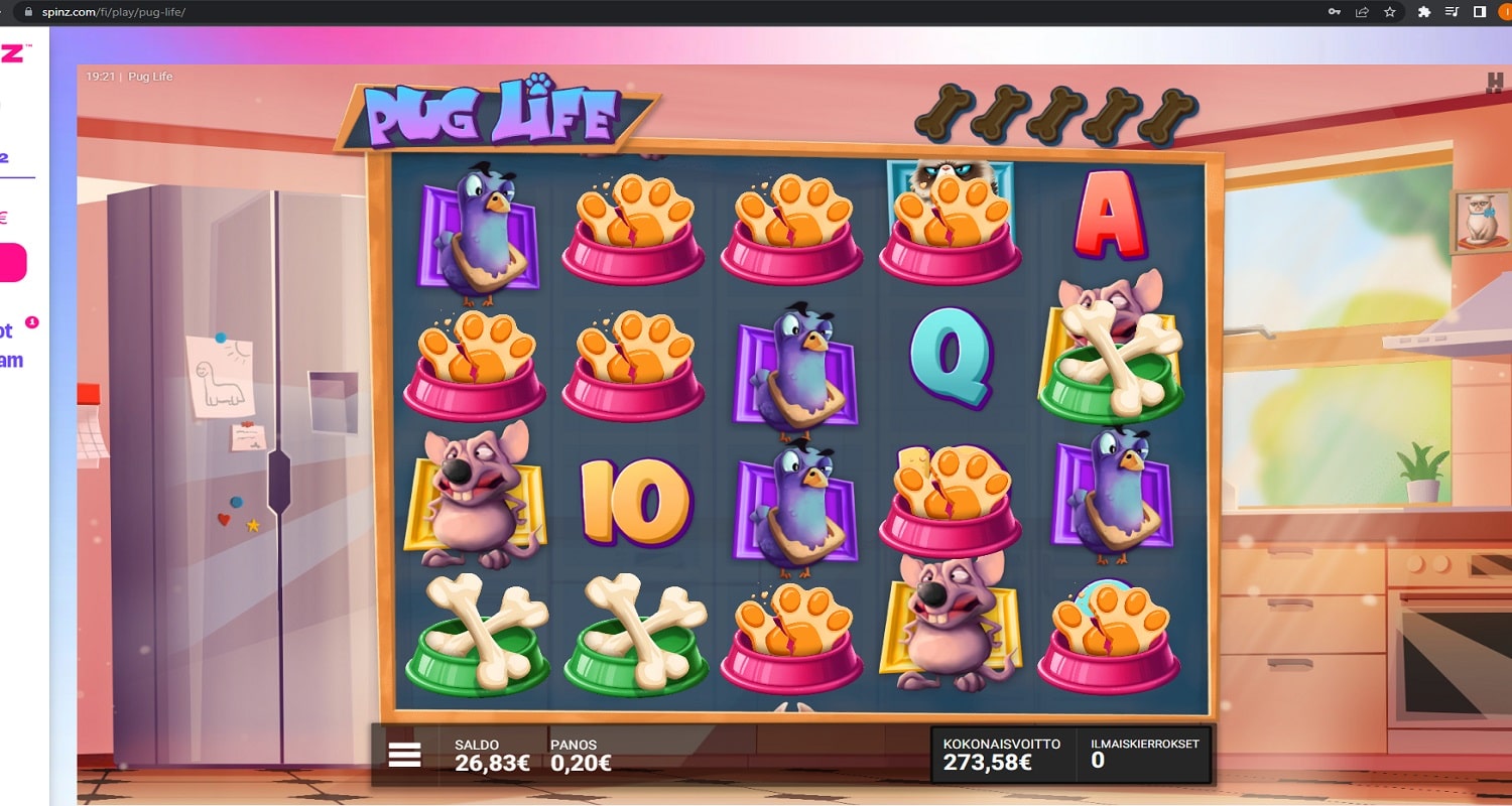 Pug Life casino win picture by vitunvitty 273.58€ 1367.9x 2.11.2022 Spinz