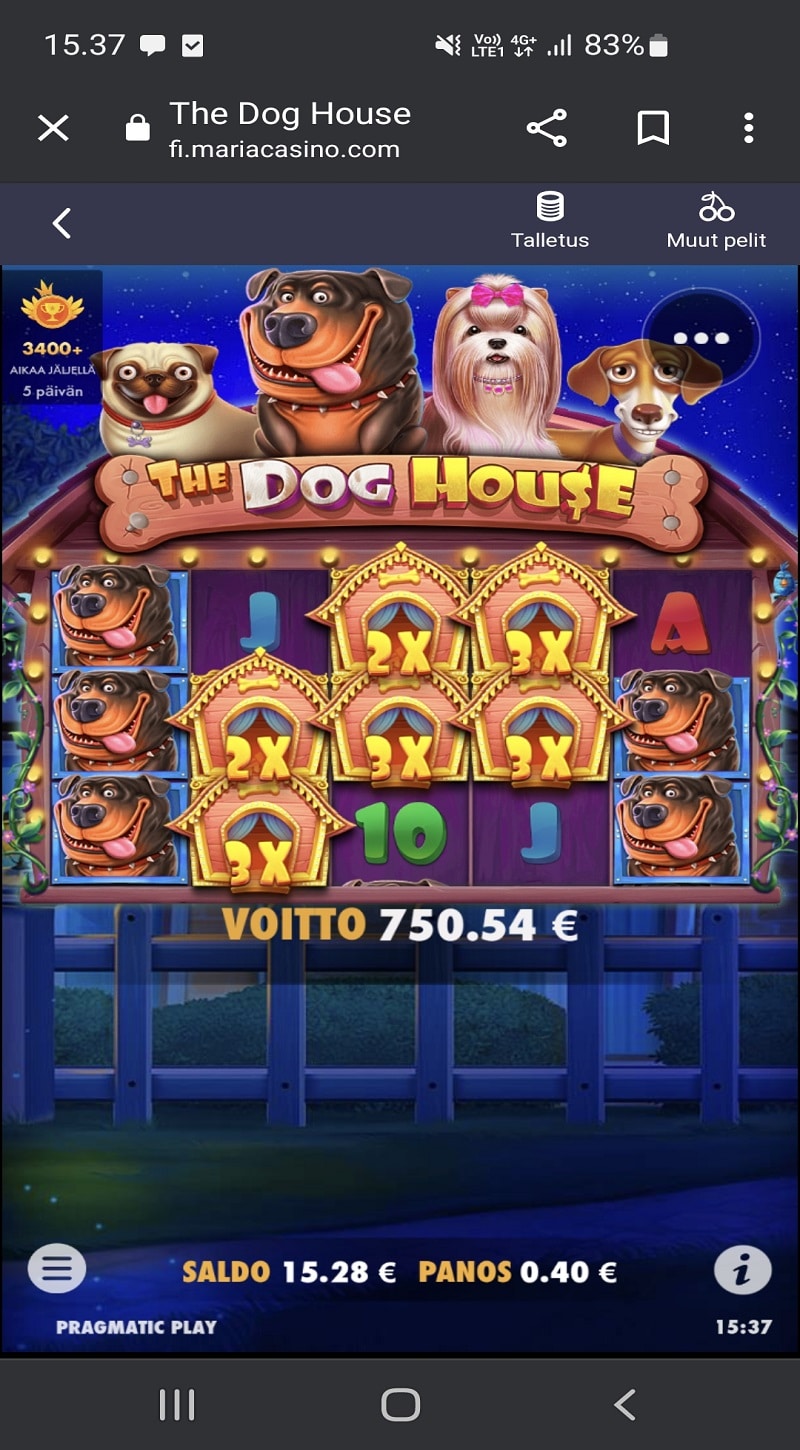 Dog House Casino win picture by Iso M 750.54€ 1876.35x 25.3.2023 Maria Casino