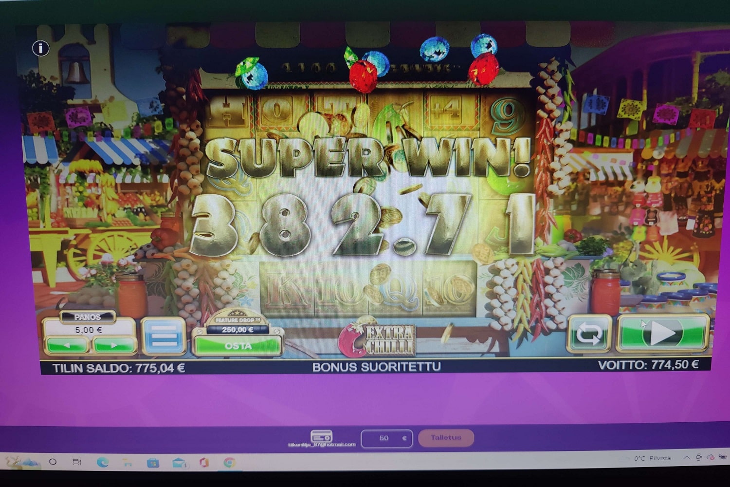 Extra Chilli casino win picture by tiikerililja87 774.50€ 154.9x 8.12.2022 Wheelz
