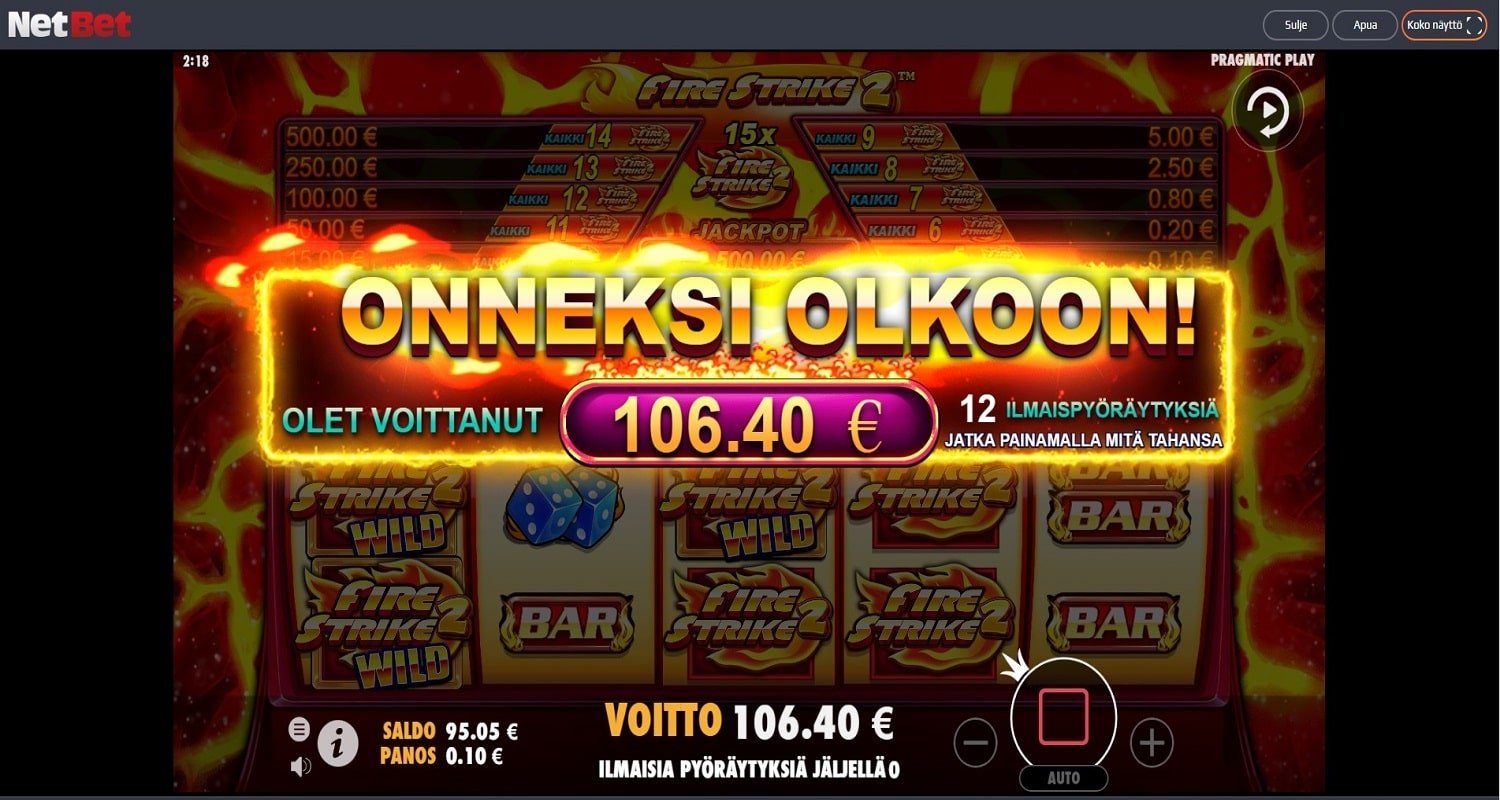 Fire Strike 2 Casino win picture by Houdinos 106.4€ 1064x 28.12.2022 NetBet