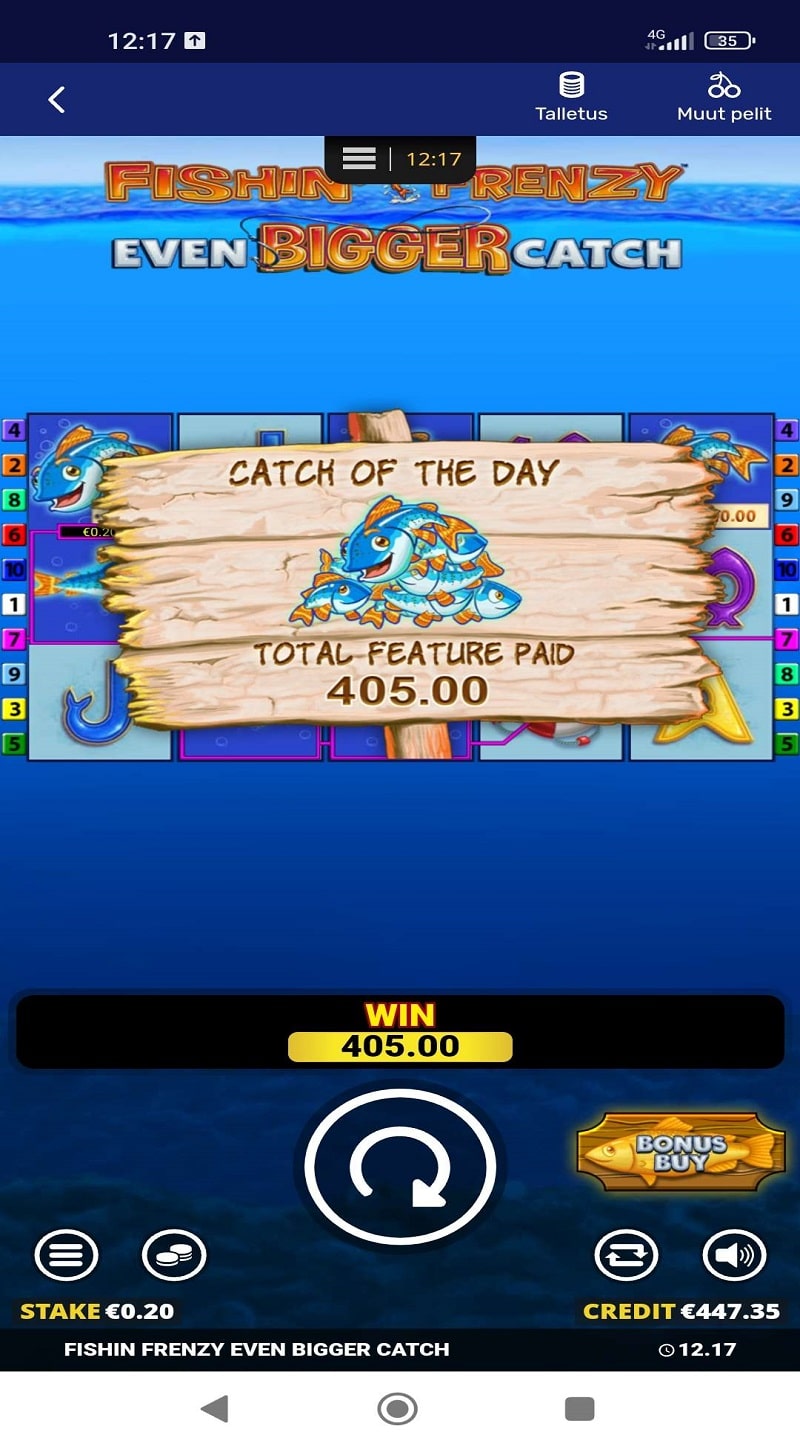 Fishin Frenzy Even Bigger Catch Casino win picture by Nikothehitsari 405€ 2025x 17.3.2023