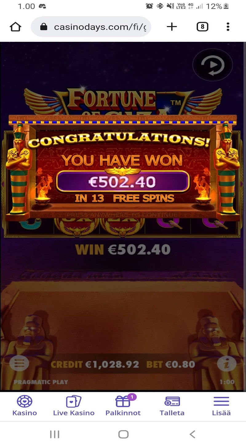 Fortune of Giza Casino win picture by jortsu86 502.40€ 628x 28.11.2022 Casinodays