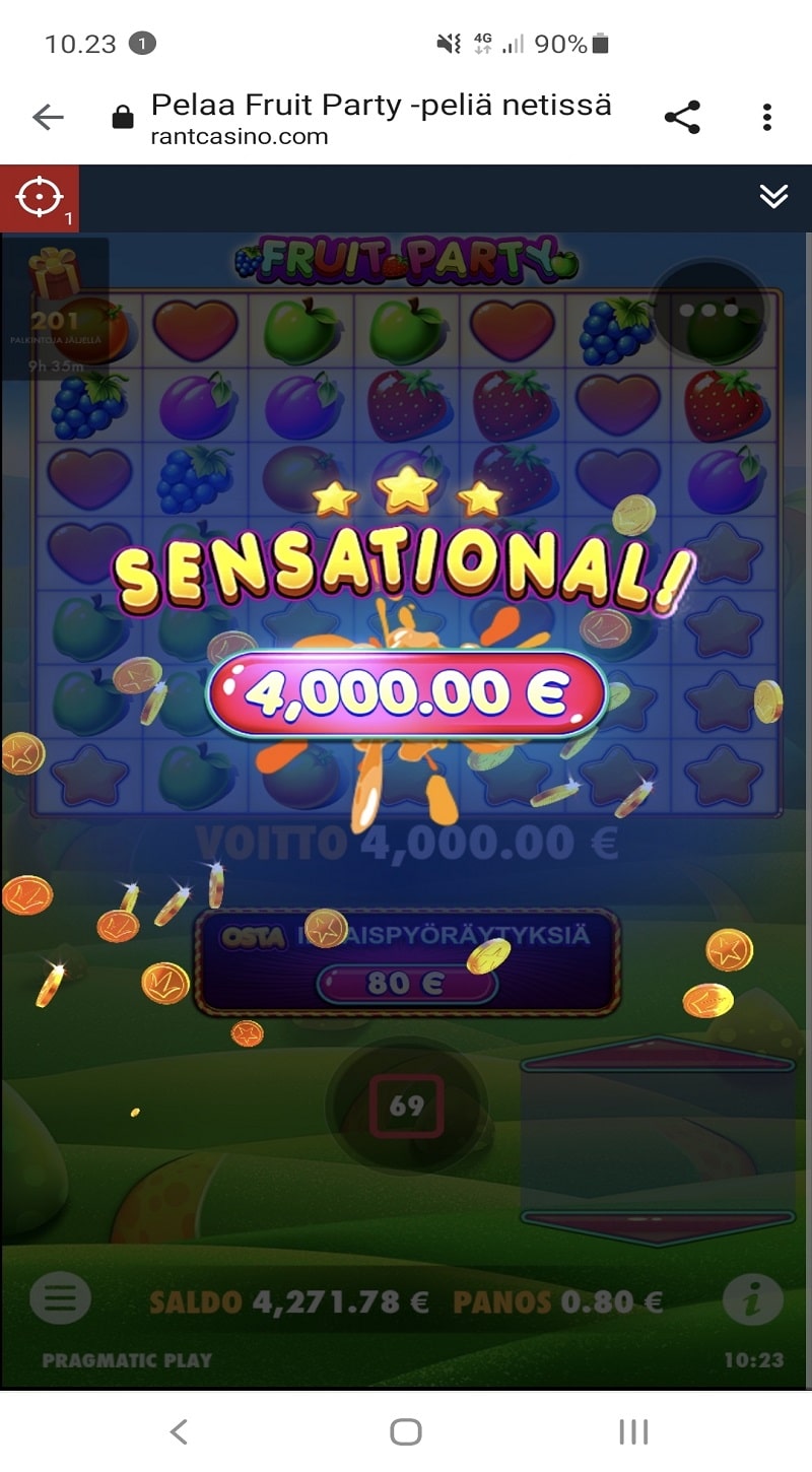 Fruit Party Casino win picture by JanKey93 4000€ 5000x 13.12.2022 Rant Casino