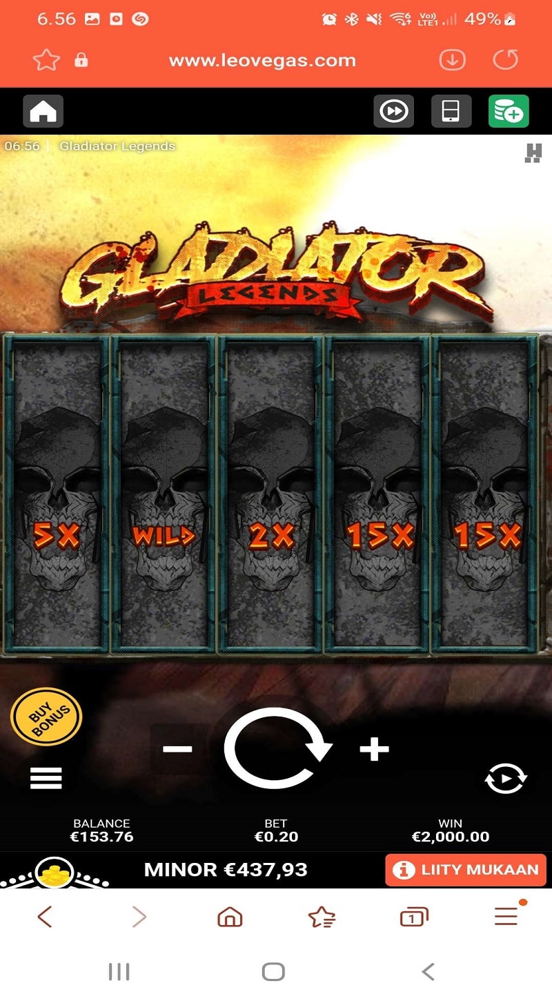 Gladiator Legends casino win picture by DjNiemi 2000€ 10000x 25.11.2022 Leovegas