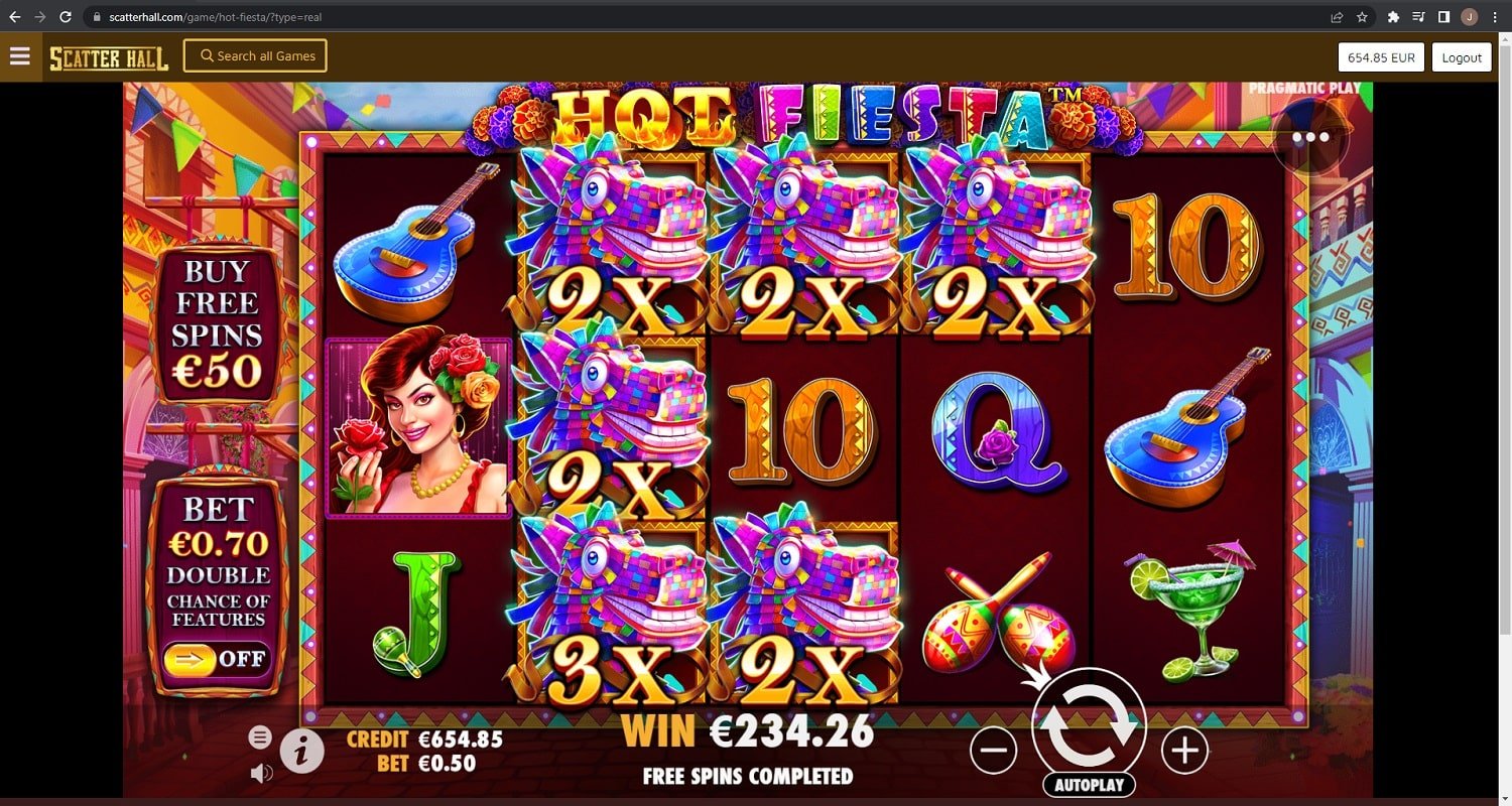 Hot Fiesta Casino win picture by Jonkki 234.26€ 468.52x 28.1.2023 Scatter Hall