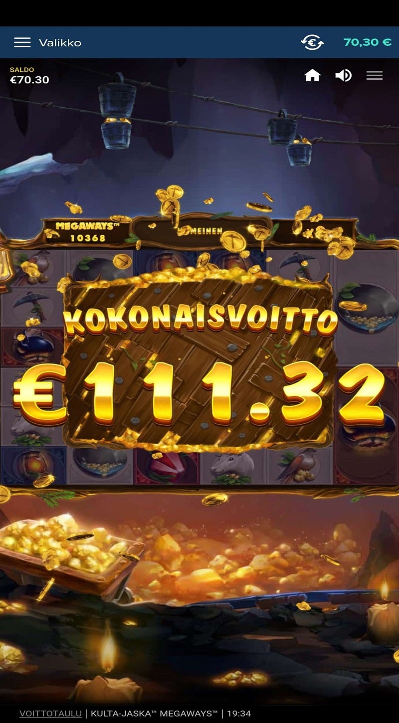 Kulta Jaska Megaways Casino win picture by zagarias 111.32€ 278.3x 31.12.2022
