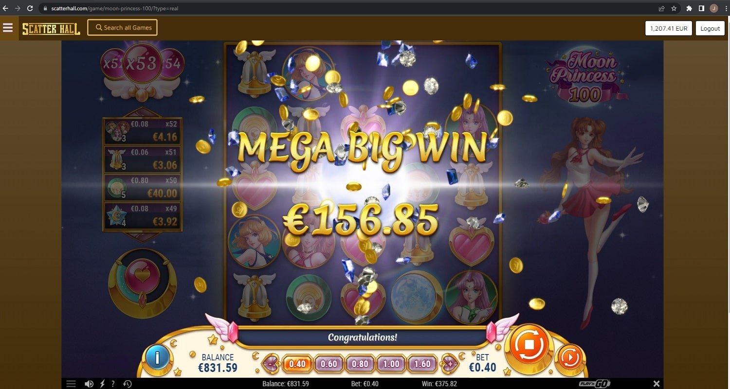 Moon Princess 100 Casino win picture by Jonkki 375.82€ 939.55x 28.1.2023 Scatter Hall