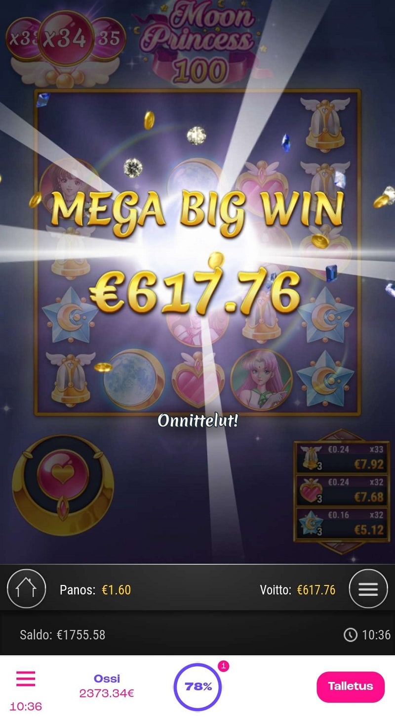 Moon Princess 100 Casino win picture by Rektumi 617.76€ 386.1x 25.1.2023 Spinz