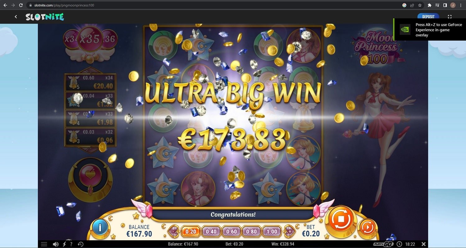 Moon Princess 100 casino win picture by Jonkki 328.94€ 1644.7x 20.12.2022 Slotnite