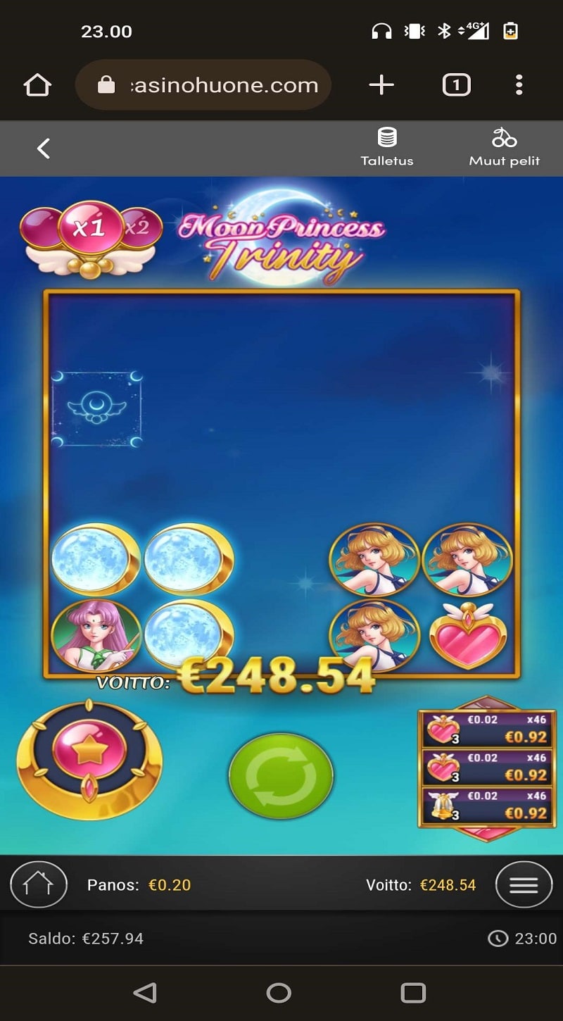 Moon Princess Trinity Casino win picture by kroko 248.54€ 1242.7x 17.3.2023 Casinohuone