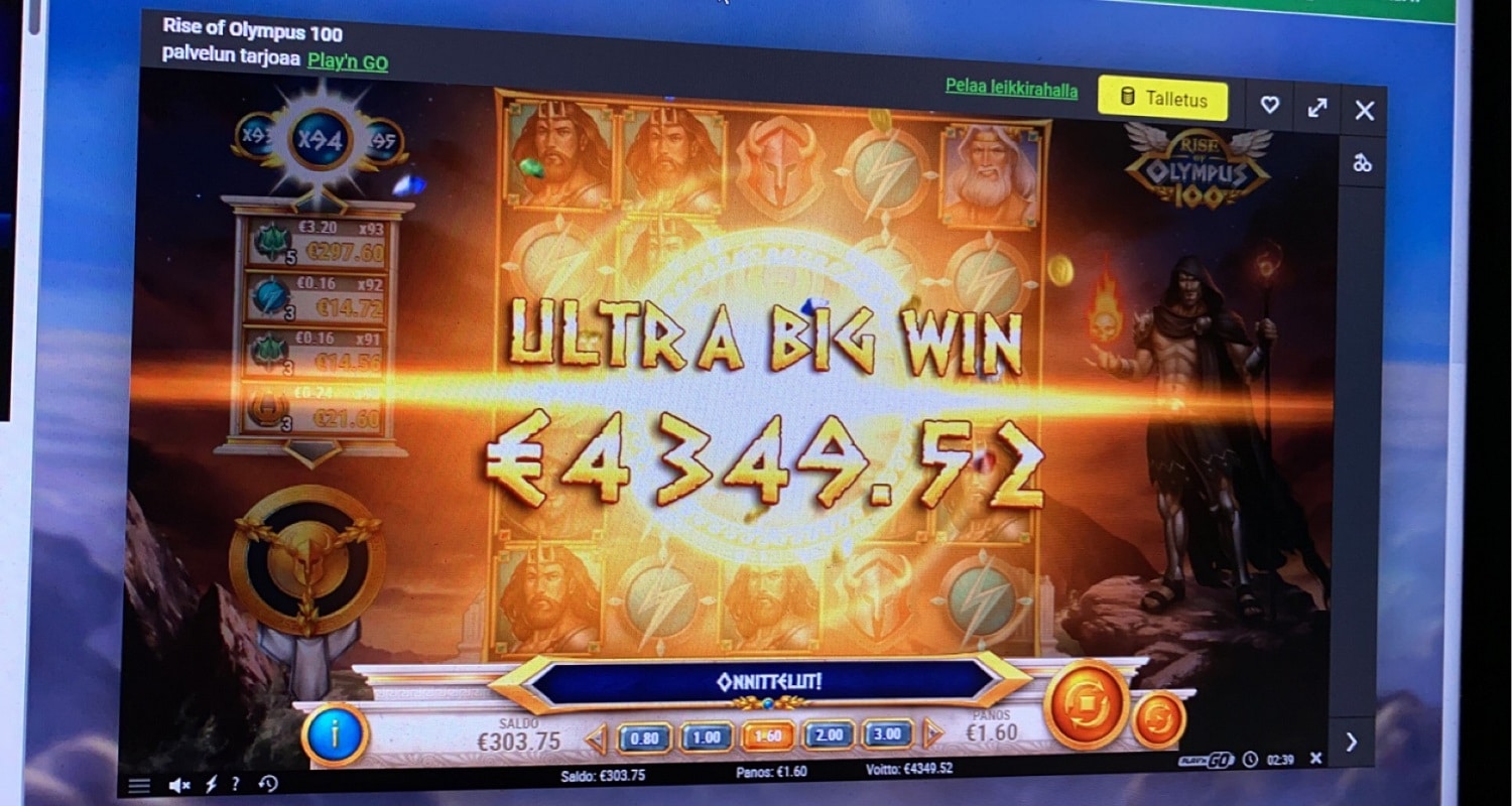 Rise of Olympus 100 Casino win picture by lepi 4349.52€ 2718.45x 7.2.2023 Casinohuone