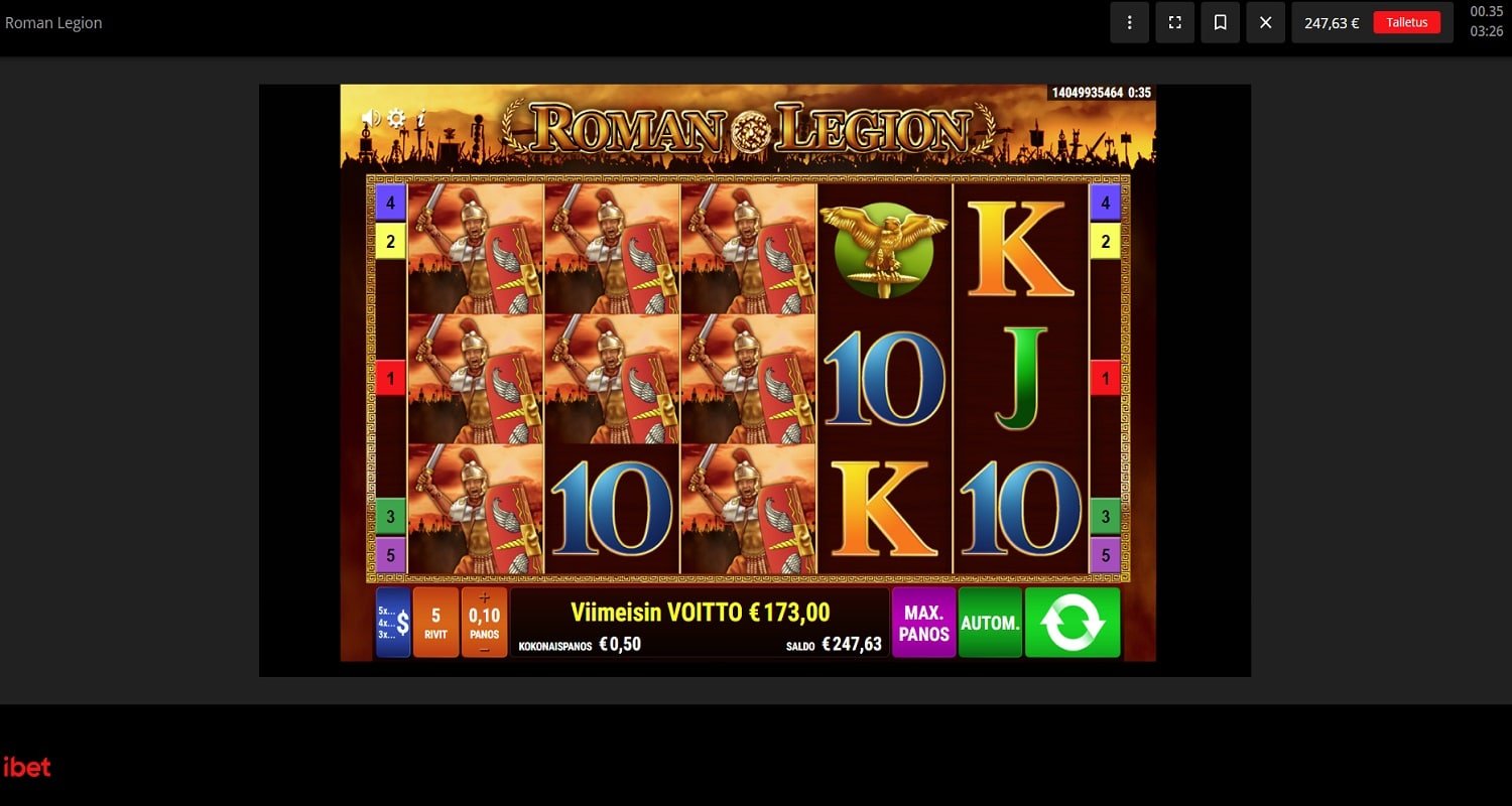 Roman Legion Casino win picture by Banhamm 173.00€ 346x 9.12.2022 iBet