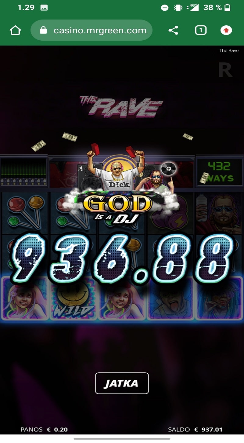 The Rave Casino win picture by mrblacklight_ 936.88€ 4684.4x 1.12.2022 Mr Green