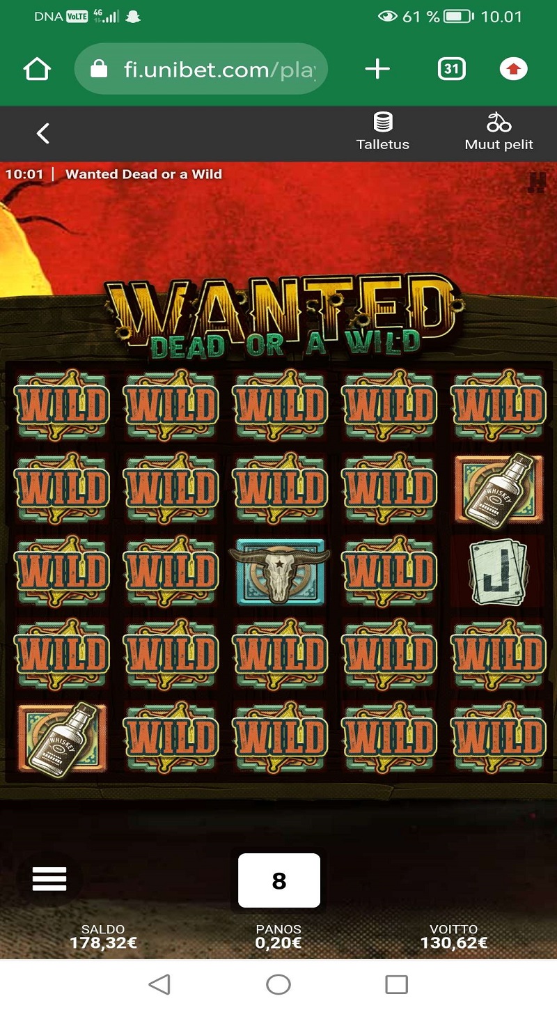 Wanted Dead or a Wild Casino win picture by Milla H 130.62€ 653.1x 24.2.2023 Unibet