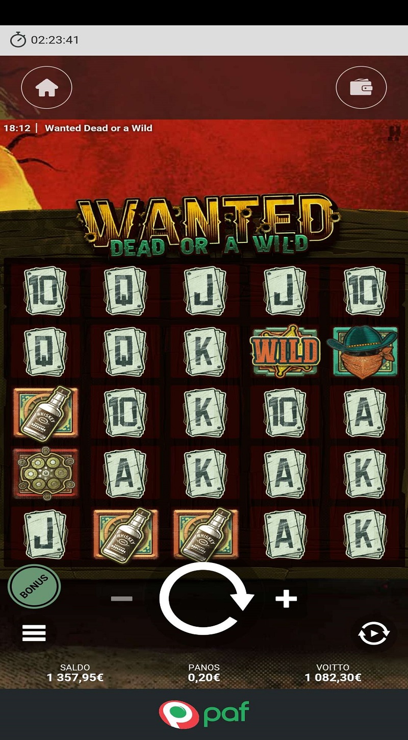 Wanted Dead or a Wild Casino win picture by quar91 1082.3€ 5411.5x 21.2.2023 Paf