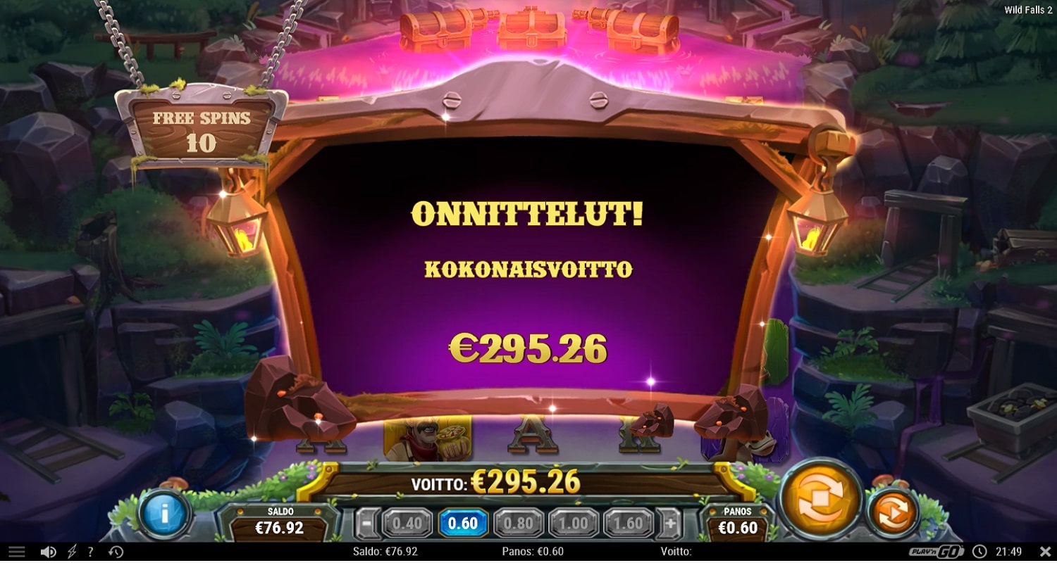 Wild Falls 2 Casino win picture by Kari Grandi 295.26€ 492.1x 22.12.2022