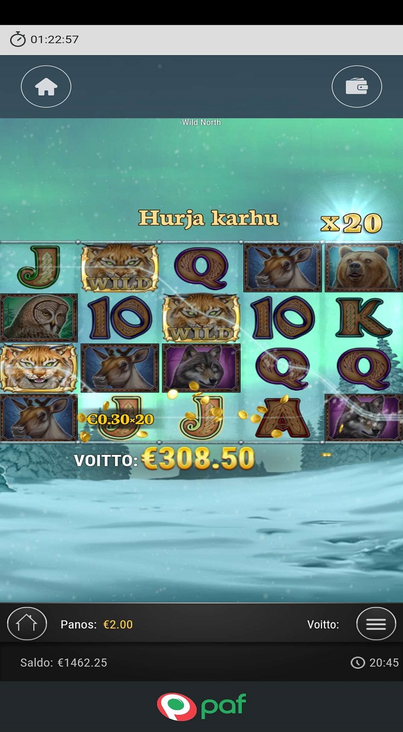 Wild North Casino win picture by quar91 308.5€ 154.25x 21.2.2023 Paf