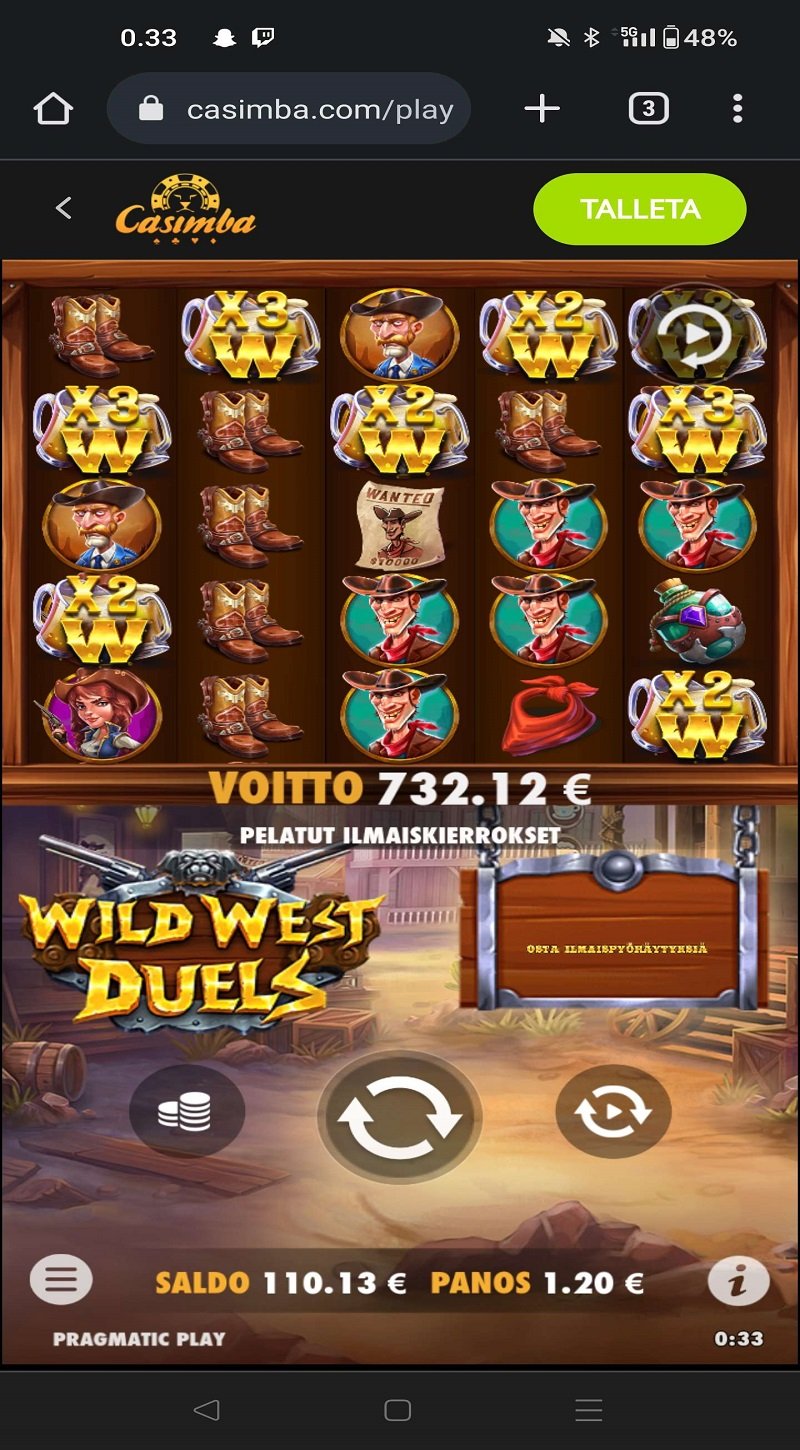 Wild West Duels Casino win picture by Tositumma 732.12€ 610.1x 28.2.2023 Casimba