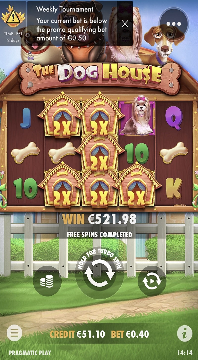 Dog House Casino win picture by FLK 521.98€ 1304.95x 18.4.2023