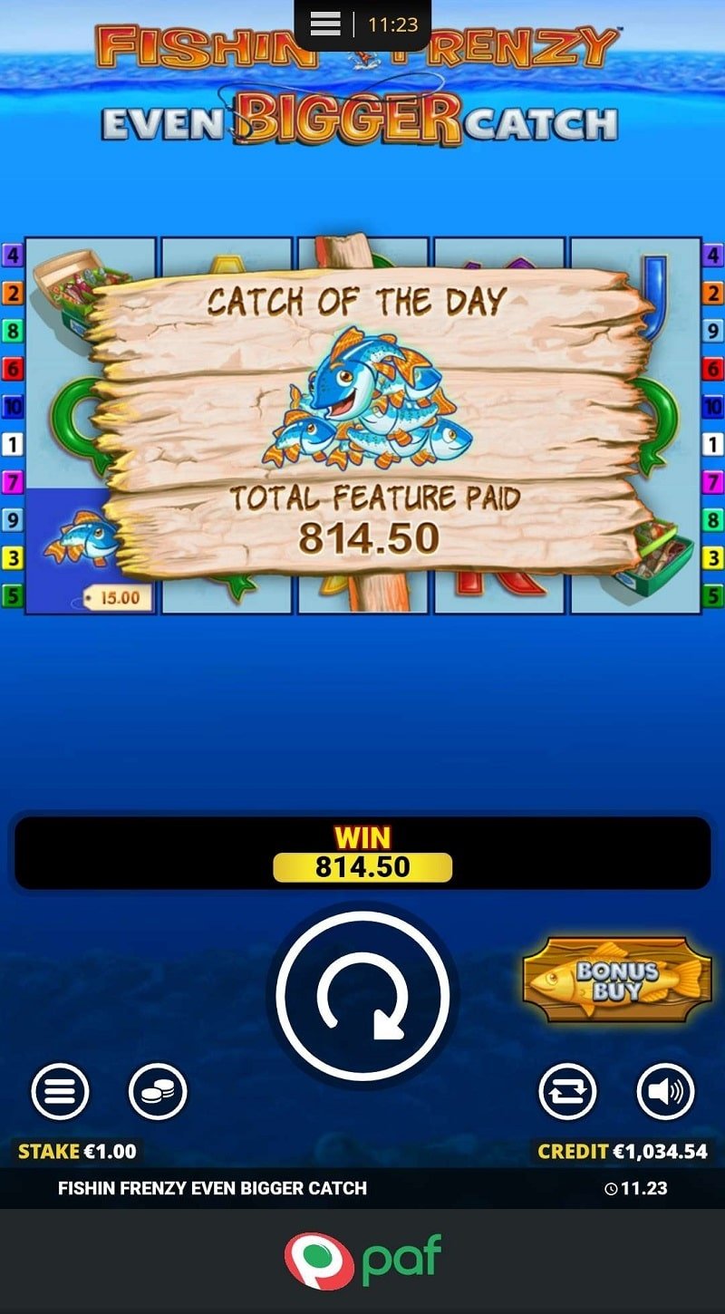 Fishin Frenzy Even Bigger Catch Casino win picture by Nikothehitsari 814.5€ 814.5x 7.4.2023 Paf