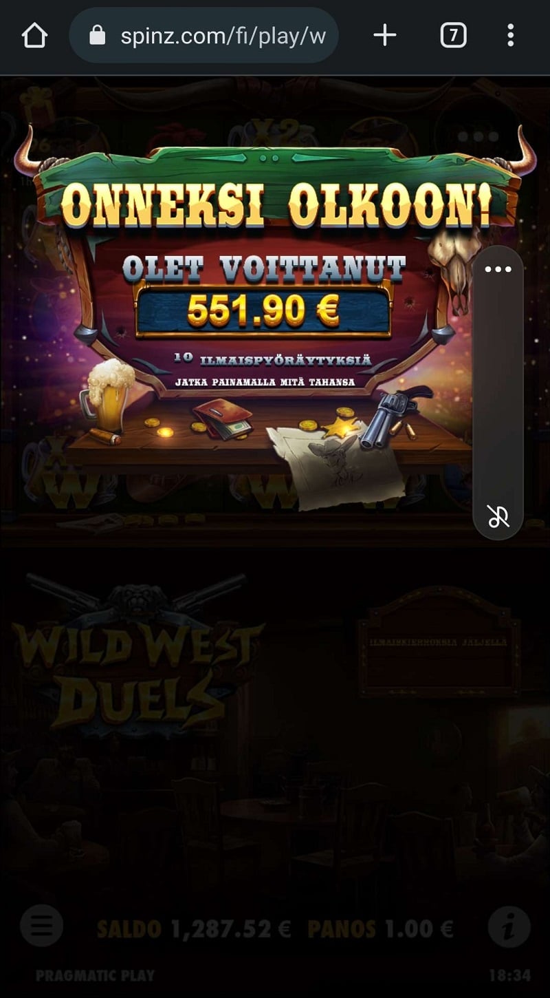 Wild West Duels Casino win picture by Kari Grandi 551.9€ 551.9x 8.4.2023 Spinz