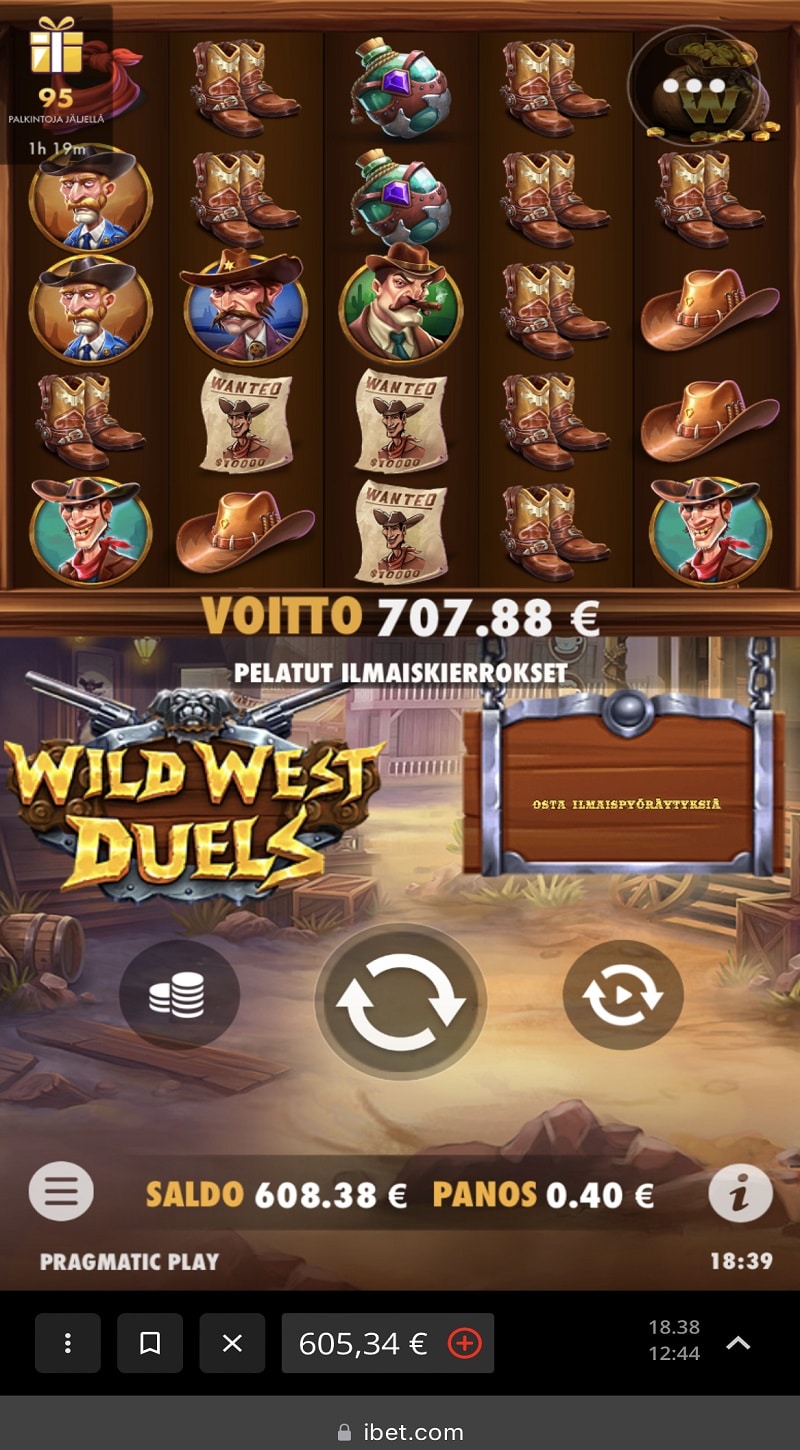 Wild West Duels Casino win picture by punkerolollo 707.88€ 1769.7x 19.4.2023 iBet