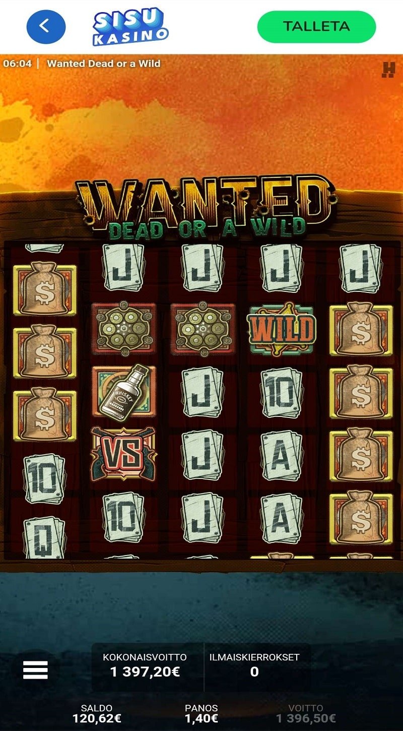 Wanted Dead Or a Wild Casino win picture by peetro84 1397.2€ 998x 2.5.2023 Sisu Kasino