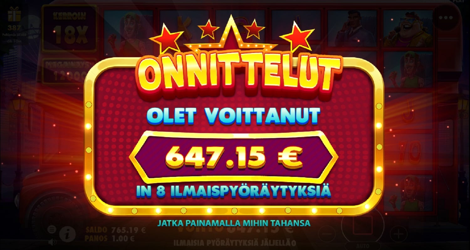 Wild Celebrity Bus Megaways Casino win picture by fujilwyn 647.15€ 647.15x 12.5.2023