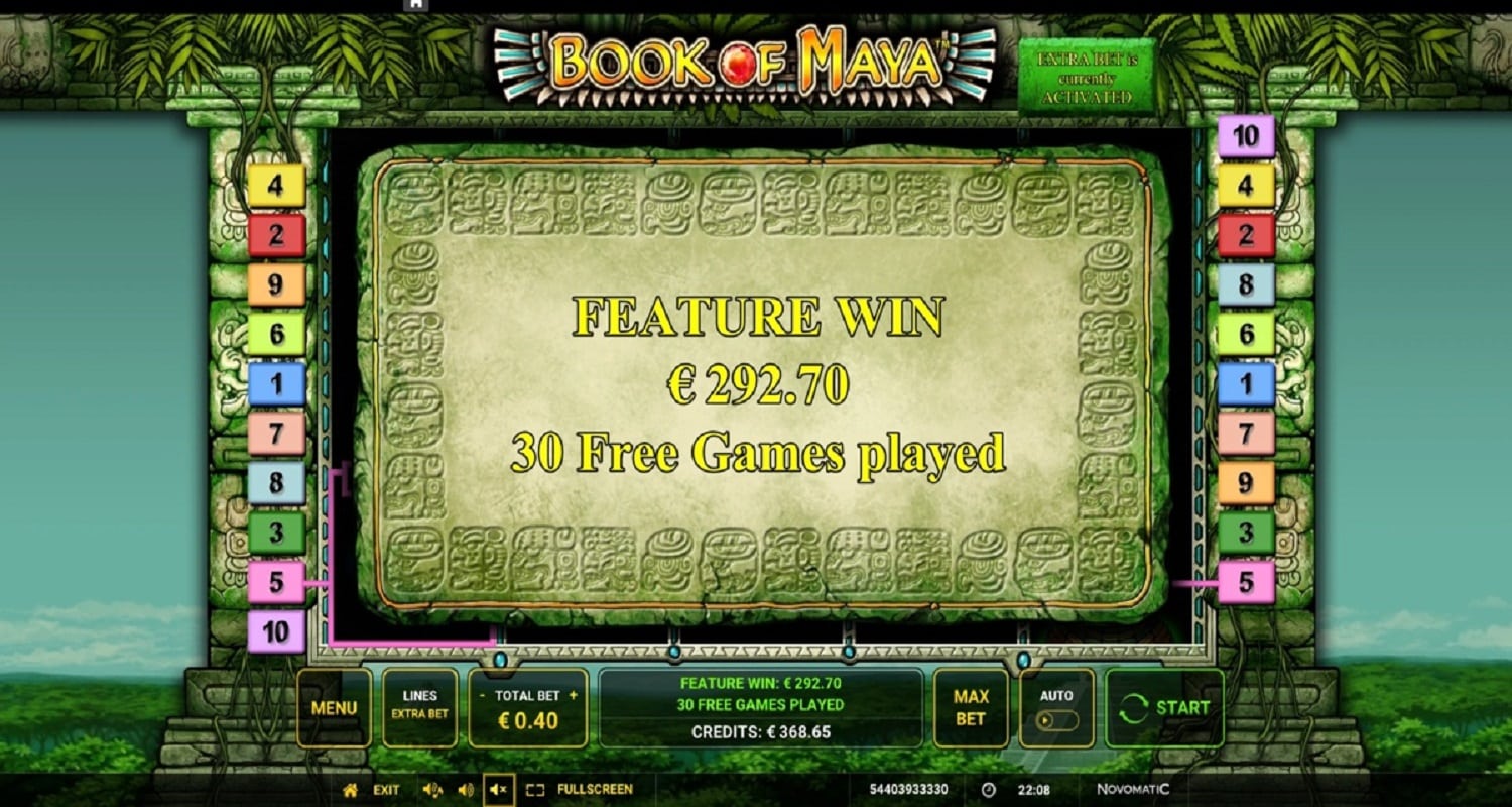 Book of Maya Casino win picture by Dj Niemi 292.70€ 731.75x 9.6.2023
