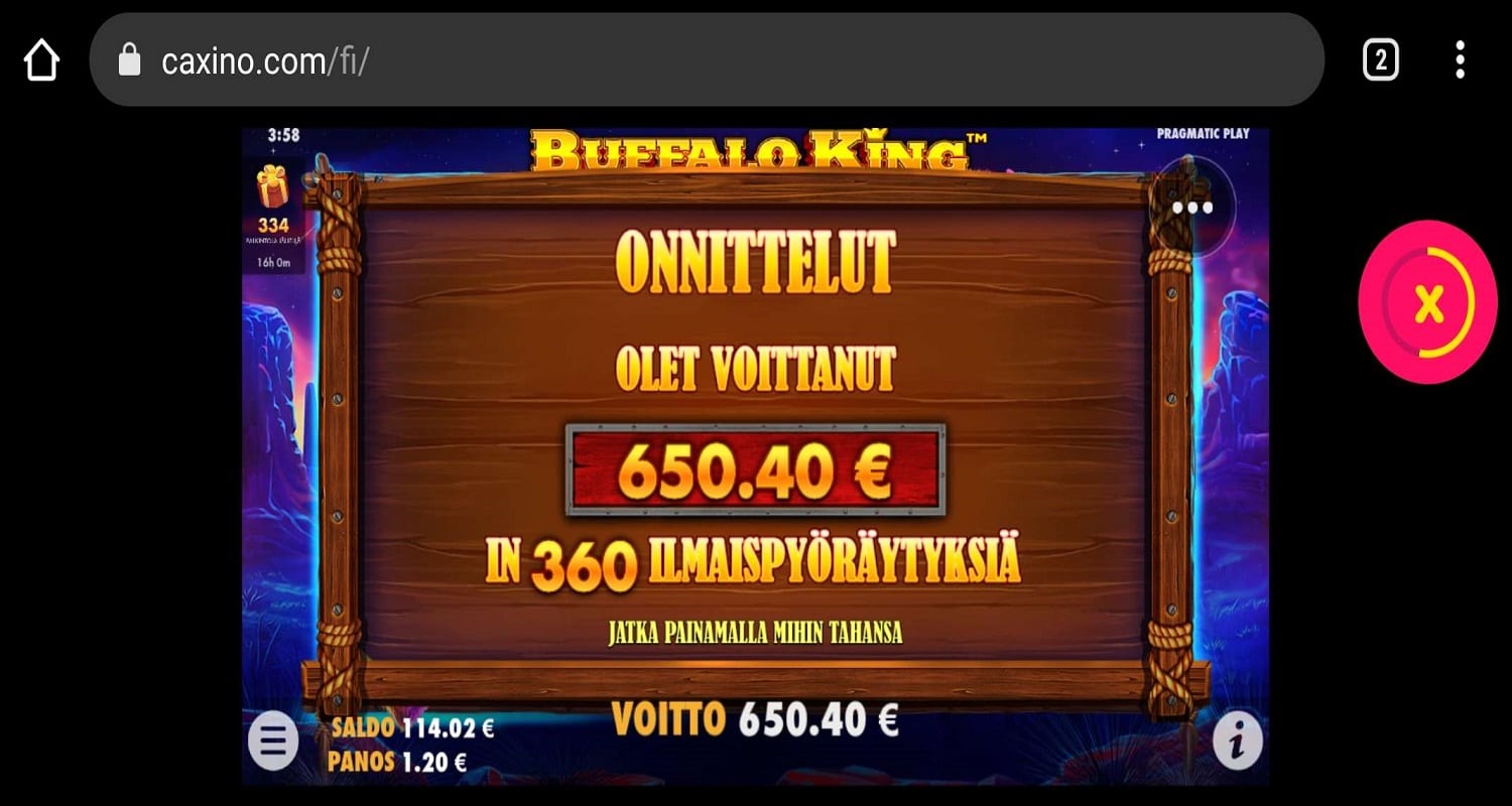 Buffalo King Casino win picture by tanttii92 650.4€ 542x 18.6.2023 Caxino