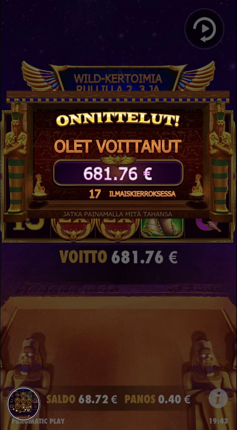 Fortune of Giza Casino win picture by Iso M 681.76€ 1704.4x 28.5.2023