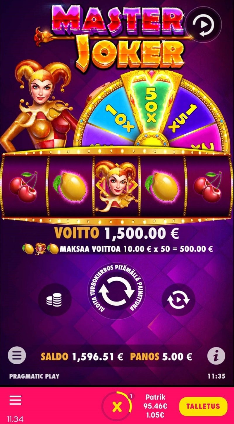 Master Joker Casino win picture by kaarlopossu 1500€ 300x 9.6.2023 Caxino