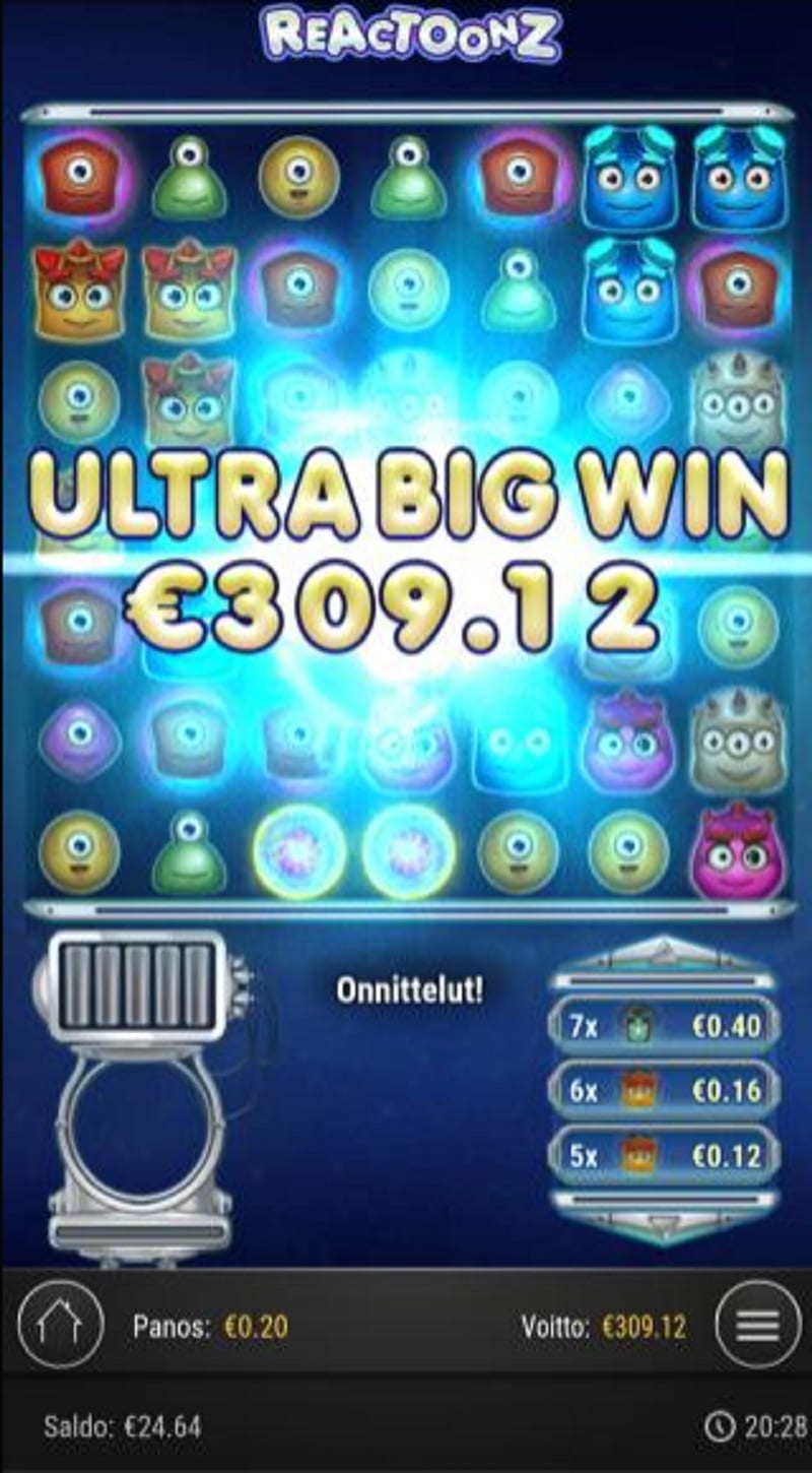 Reactoonz Casino win picture by Flippi 309.12€ 1545.6x 12.6.2023